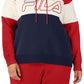 Fila Women's Timeless Logo Colorblocked Hoodie Red Size 4X