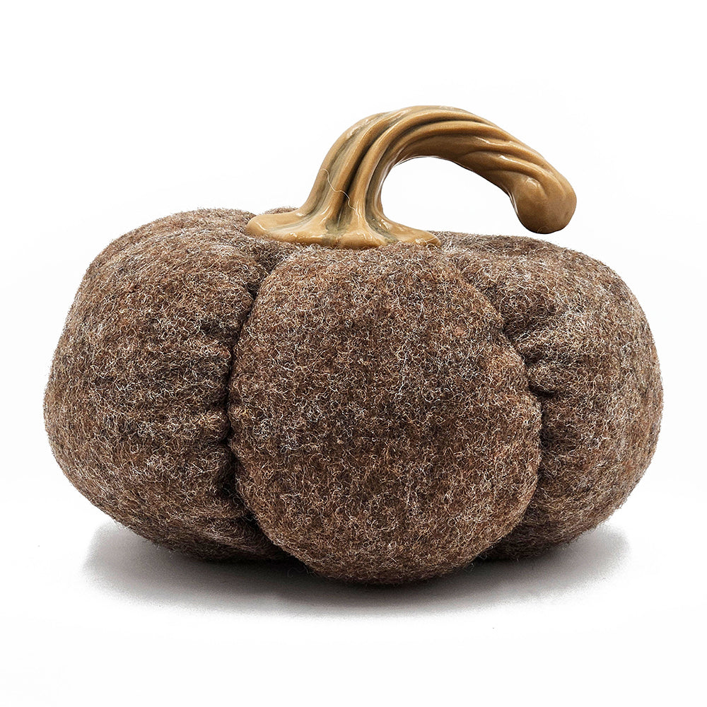 Set of 3 Plush Fabric Pumpkins in Brown