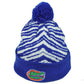 NCAA Top of The World Florida Gators Knit Beanie Zebra Blue White Cuffed Pom Pom