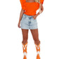 Day + Moon - Ribbed Ruffle Square Neck Top