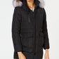 Andrew Marc Women's Fox Fur Trim Hooded Black Size Medium