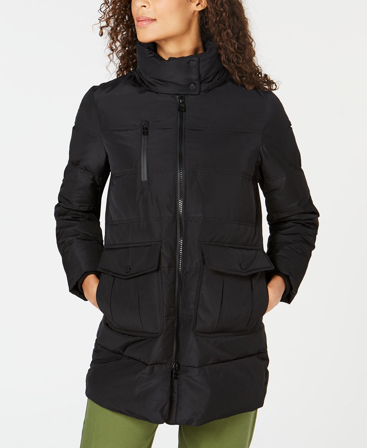 Andrew Marc Women's Fox Fur Trim Hooded Black Size Medium