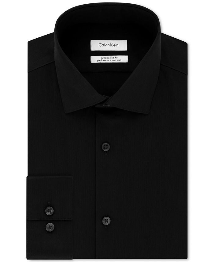 Calvin Klein Men's Steel Extra Slim Fit Non Iron Performance Stretch Herringbone Dress Shirt White Size 15x34-35