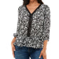 Adrienne Vittadini Women's 3/4 Sleeve Peplum Top Black Size Large