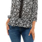 Adrienne Vittadini Women's 3/4 Sleeve Peplum Top Black Size Large