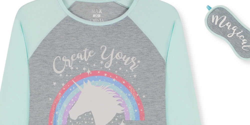 Max & Olivia Little Girl's Long Sleeve Sleepshirt with Sleep Mask 2 Piece Set Gray Size Small