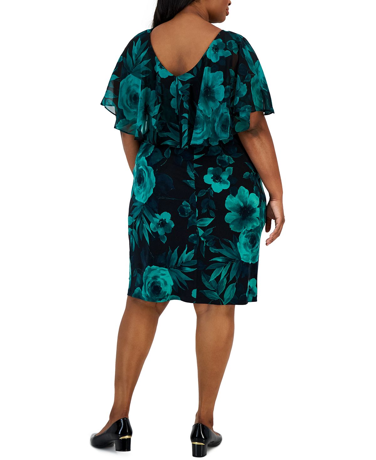 Connected Women's Printed Popover Sheath Dress Green Size 20W