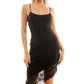 NEXT UP Women's Asymmetric Lace Hem Dress Black Size 11