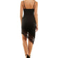 NEXT UP Women's Asymmetric Lace Hem Dress Black Size 11