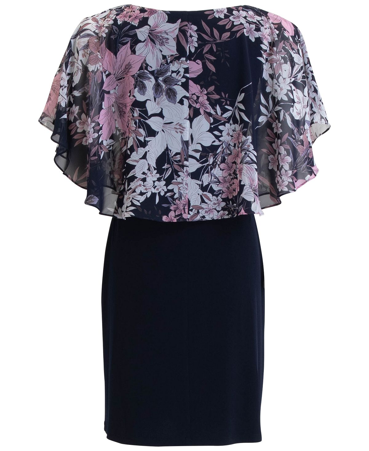Connected Women's Floral Print Caped Chiffon Dress Pink Size 8
