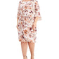 Connected Women's Gathered Waist 3/4 Sleeve Dress Brown Size 18W