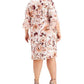 Connected Women's Gathered Waist 3/4 Sleeve Dress Brown Size 18W