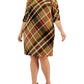Connected Women's Round Neck 3/4-Sleeve Sheath Dress Brown Size 24W