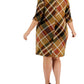 Connected Women's Round Neck 3/4-Sleeve Sheath Dress Brown Size 24W
