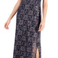 Connected Women's Printed Lace Gown Blue Size 16