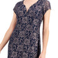 Connected Women's Printed Lace Gown Blue Size 16