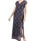 Connected Women's Printed Lace Gown Blue Size 16