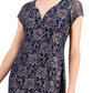 Connected Women's Printed Lace Gown Blue Size 16