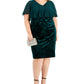 Connected Women's Sleeveless V Neck Knee Length Party Sheath Dress Green Size 18W