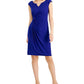 Connected Women's Cap Sleeve Side Tab Dress Blue Size 4Petite