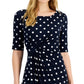 Connected Women's Dot Print Side Tab Sheath Dress Blue Size 12Petite