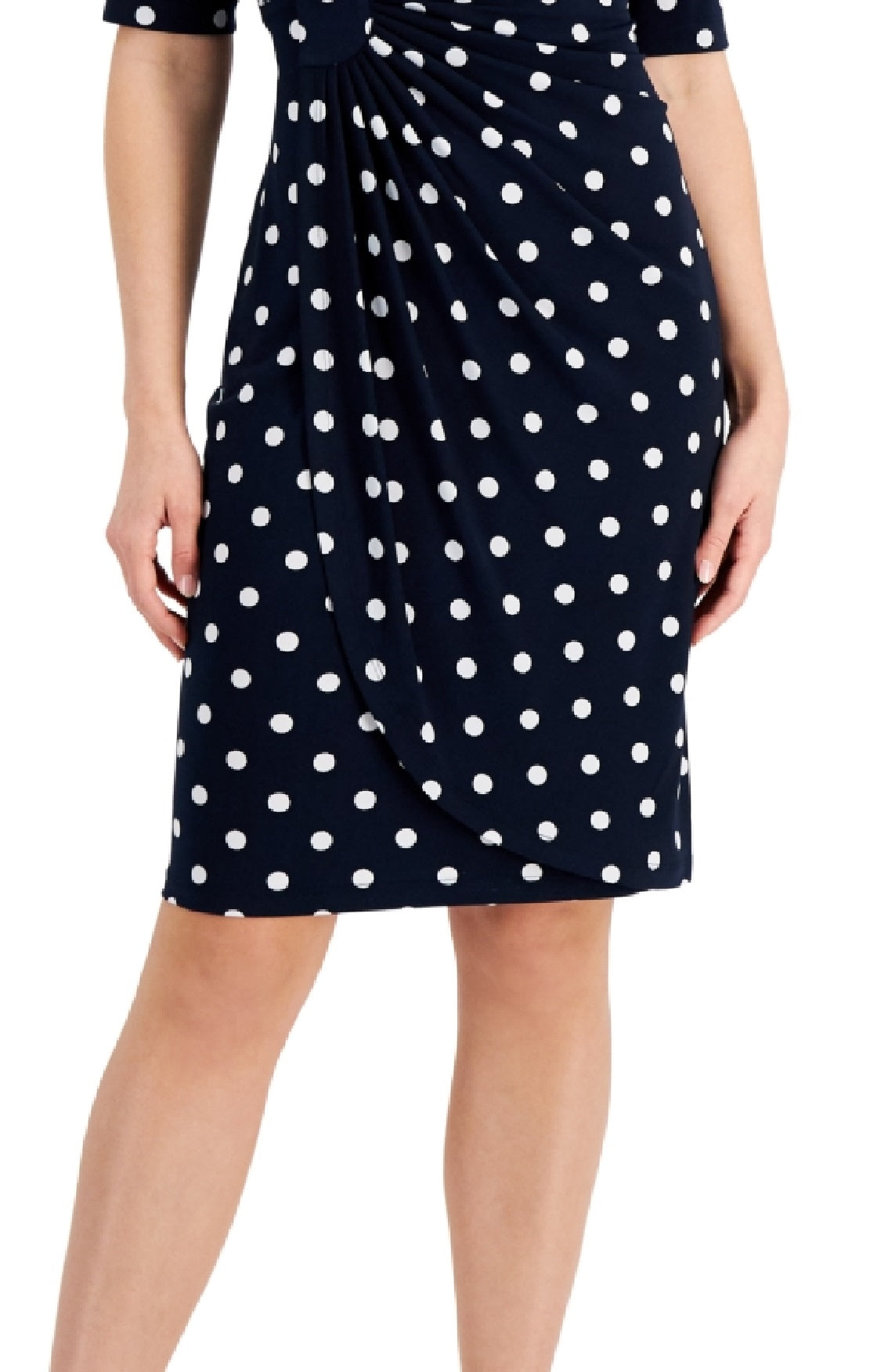 Connected Women's Dot Print Side Tab Sheath Dress Blue Size 12Petite