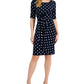 Connected Women's Dot Print Side Tab Sheath Dress Blue Size 12Petite