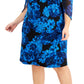 Connected Women's Printed Sheer Sleeve Dress Blue Size 16W