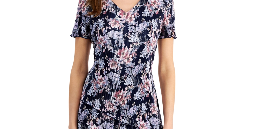 Connected Women's Pleated Printed Tiered Sheath Dress Pink Size 6