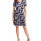 Connected Women's Pleated Printed Tiered Sheath Dress Pink Size 8