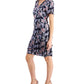Connected Women's Pleated Printed Tiered Sheath Dress Pink Size 8