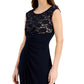 Connected Women's Embellished Cap Sleeve Gathered Waist Gown Black Size 8 Petite