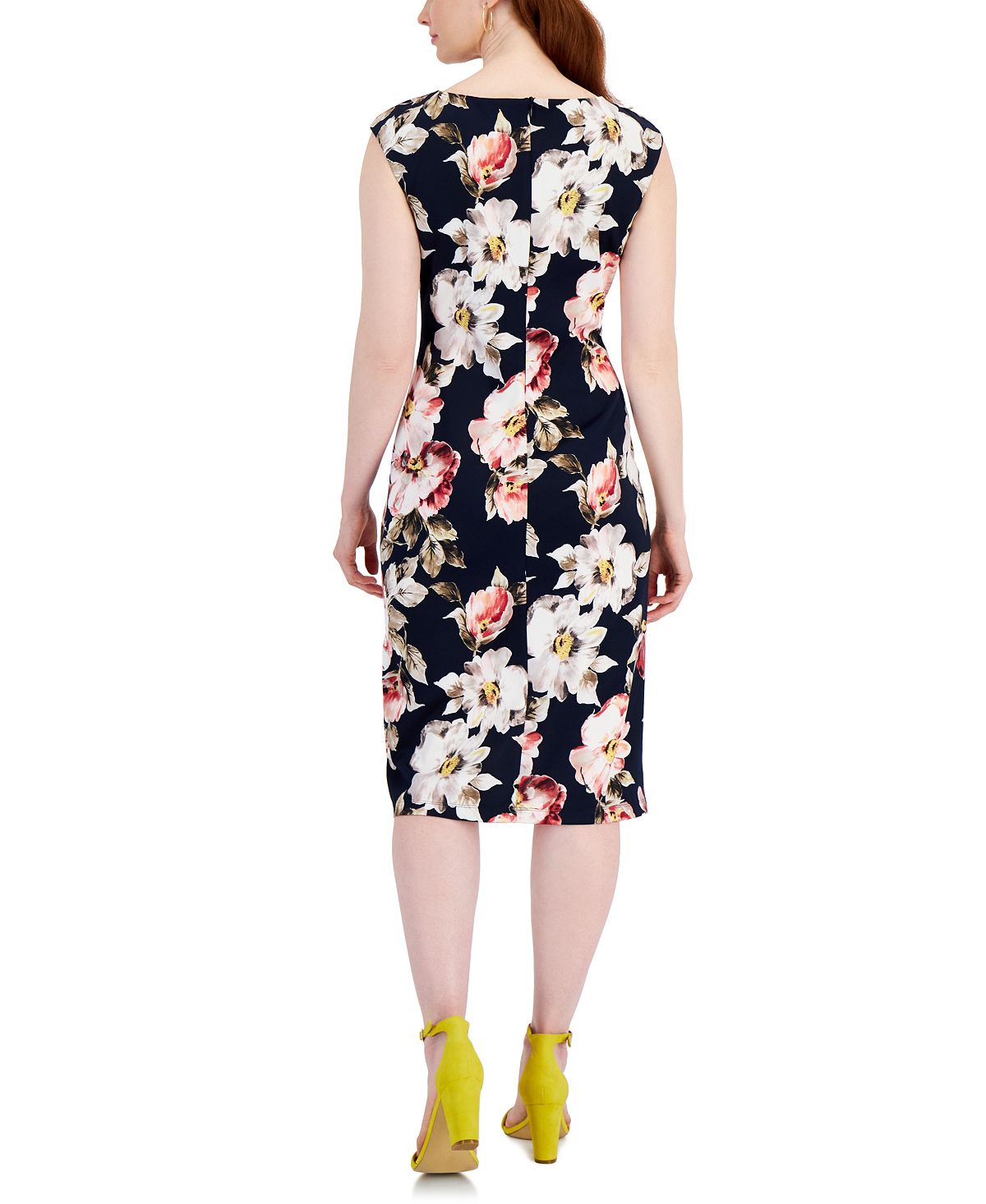Connected Women's Floral Print Midi Dress Blue Size 4