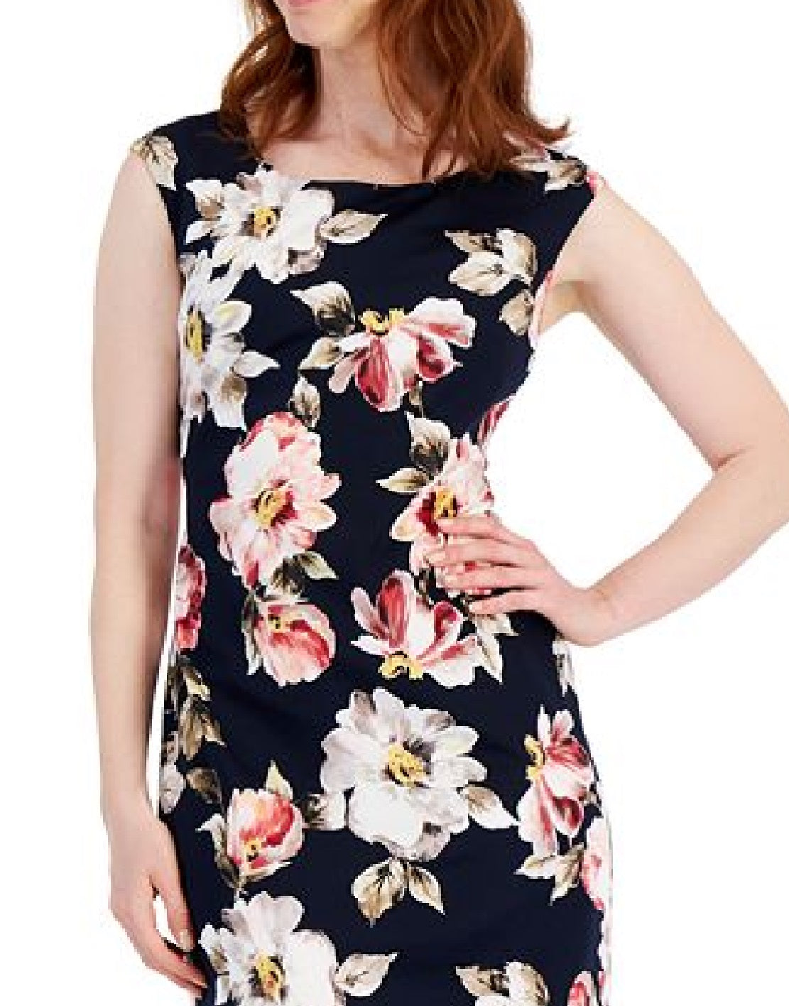 Connected Women's Floral Print Midi Dress Blue Size 10