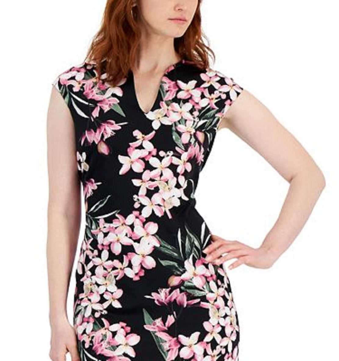 Connected Women's Floral Print Midi Dress Pink Size 12