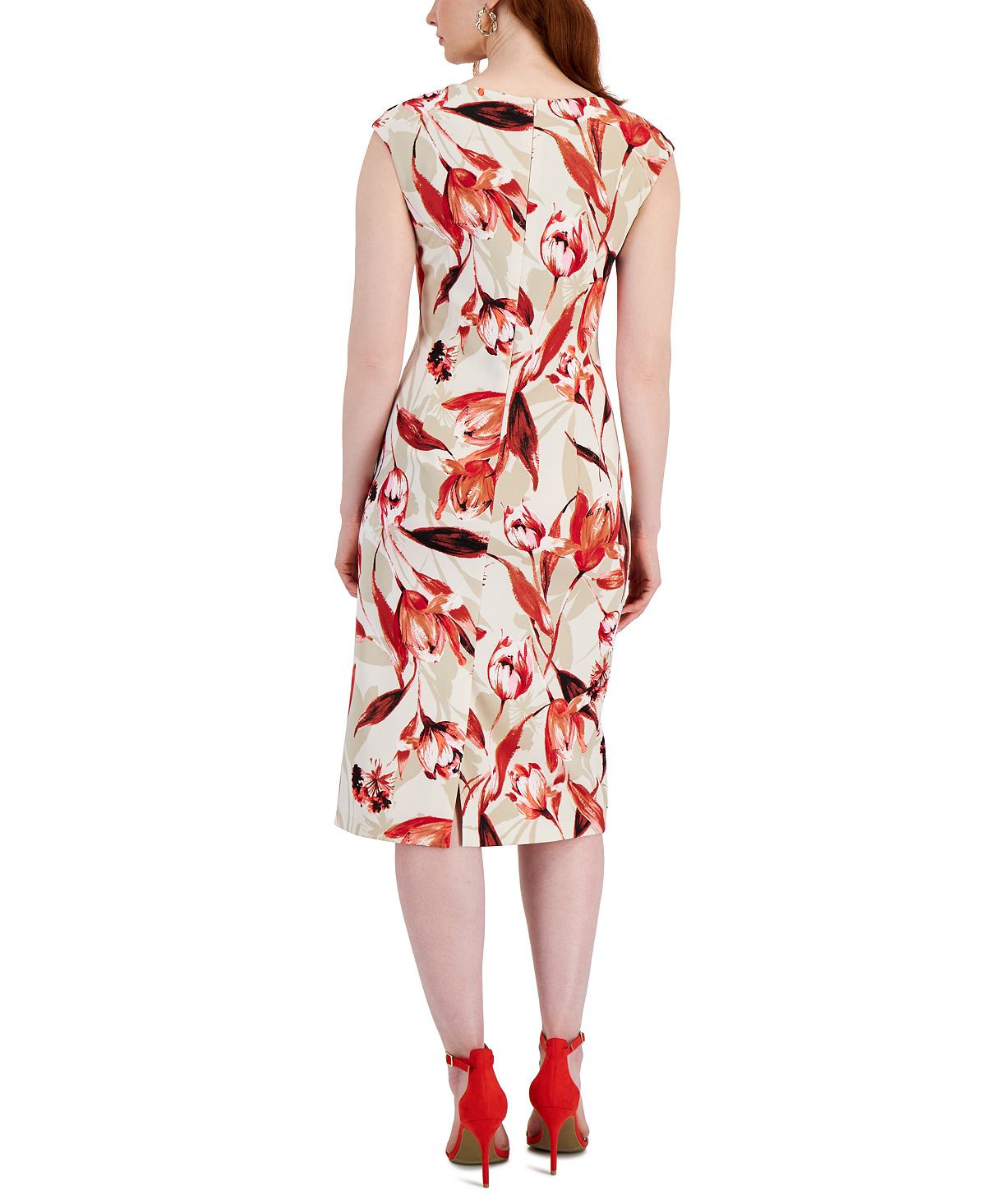 Connected Women's Floral Print Midi Dress Brown Size 6