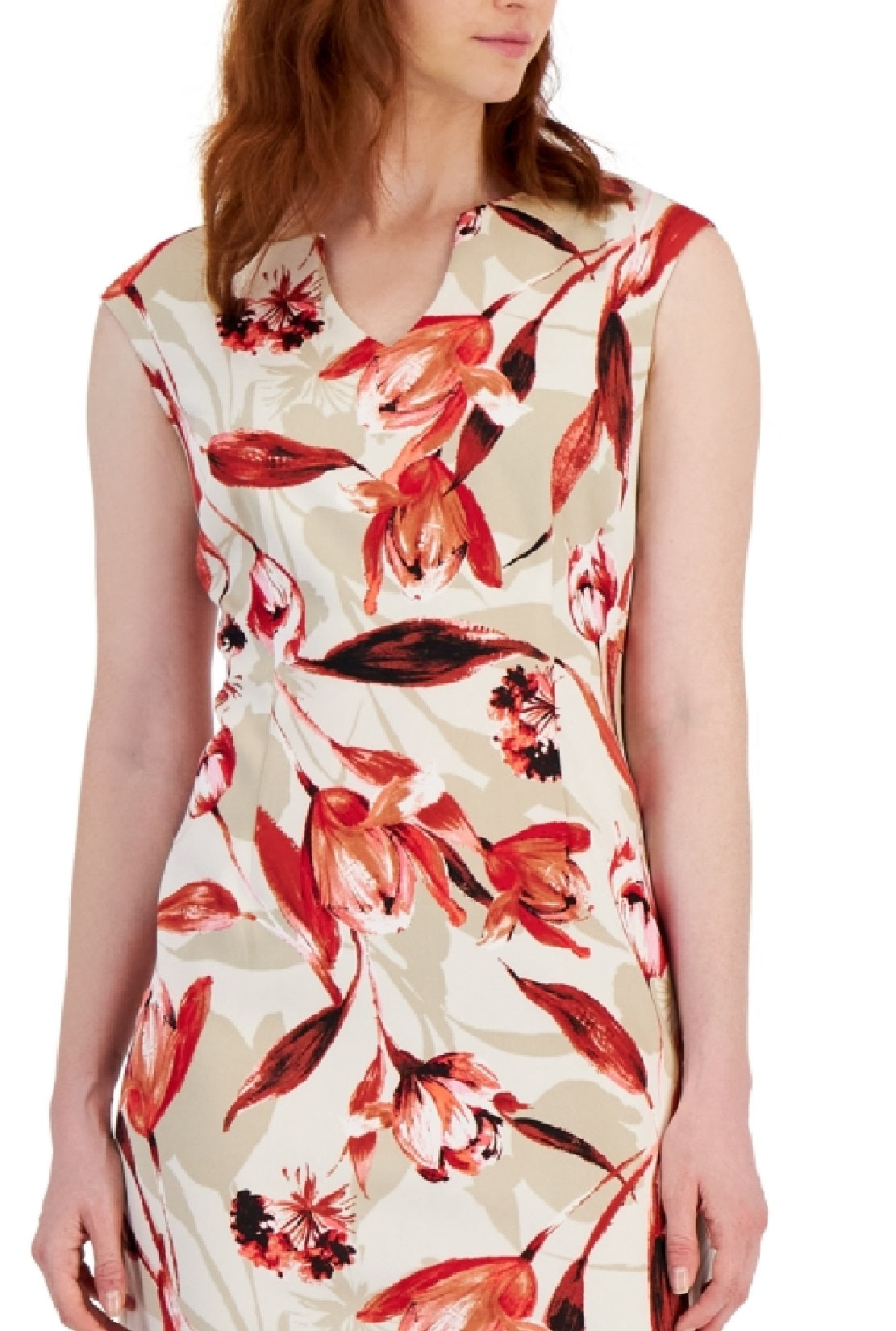 Connected Women's Floral Print Midi Dress Brown Size 10