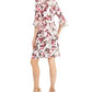 Connected Women's 3/4 Sleeve Sheath Dress Red Size 8 Petite