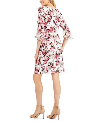 Connected Women's 3/4 Sleeve Sheath Dress Red Size 8 Petite