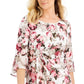 Connected Women's 3/4 Sleeve Sheath Dress Pink Size 14Petite