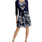 Connected Women's 2 Pc Printed Chiffon Jacket Dress Blue Size 6