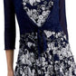 Connected Women's 2 Pc Printed Chiffon Jacket Dress Blue Size 6