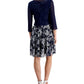 Connected Women's 2 Pc Printed Chiffon Jacket Dress Blue Size 8