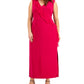 Connected Women's Zippered Short Sleeve V Neck Full Length Evening Sheath Dress Pink Size 24W