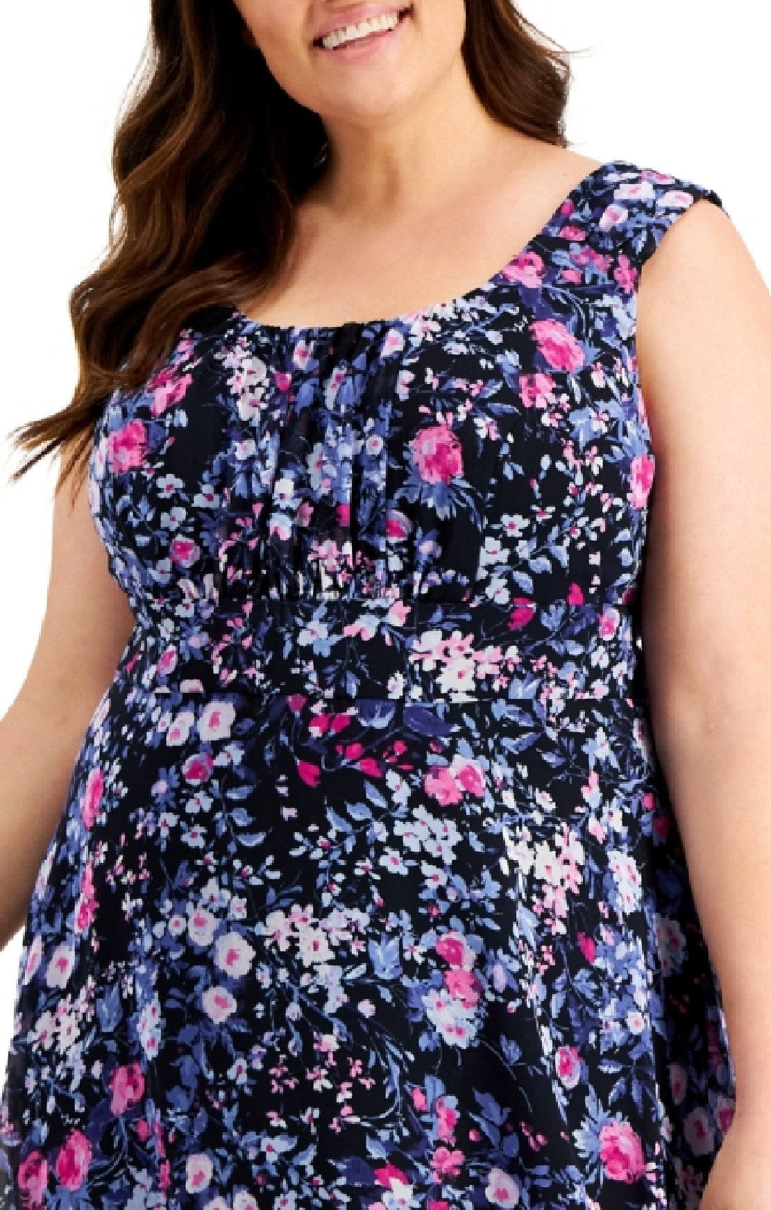 Connected Women's Chiffon Fit & Flare Dress Blue Size 20W