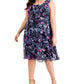 Connected Women's Chiffon Fit & Flare Dress Blue Size 20W