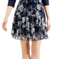 Connected Women's 2 Pc Printed Dress & Mesh Jacket Blue Size 6Petite
