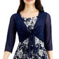 Connected Women's 2 Pc Printed Dress & Mesh Jacket Blue Size 6Petite