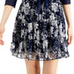 Connected Women's 2 Pc Printed Dress & Mesh Jacket Blue Size 6Petite