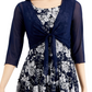 Connected Women's 2 Pc Printed Dress & Mesh Jacket Blue Size 6Petite